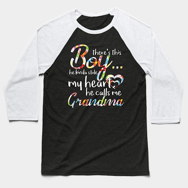 There's This Boy He Kinda Stole My Heart He Calls Me Grandma Baseball T-Shirt by gotravele store